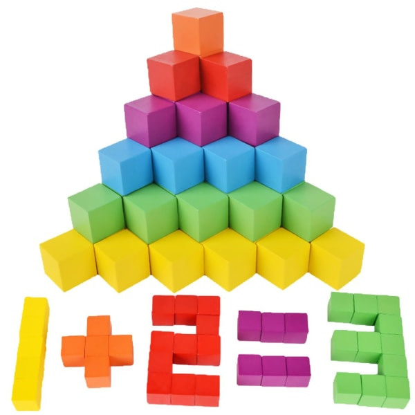 Stapelbara träbyggklossar Spel Tower Stacking Toy Trä hjärnteaser