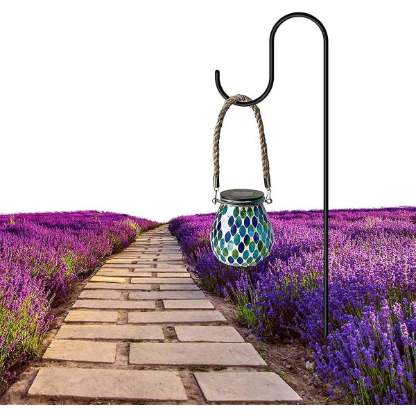 1 stk. solcellelygtelys, udendørs hængende havelamper vandtæt gals lampe til gårdhave, udendørs dekorationer til gårdhave blå