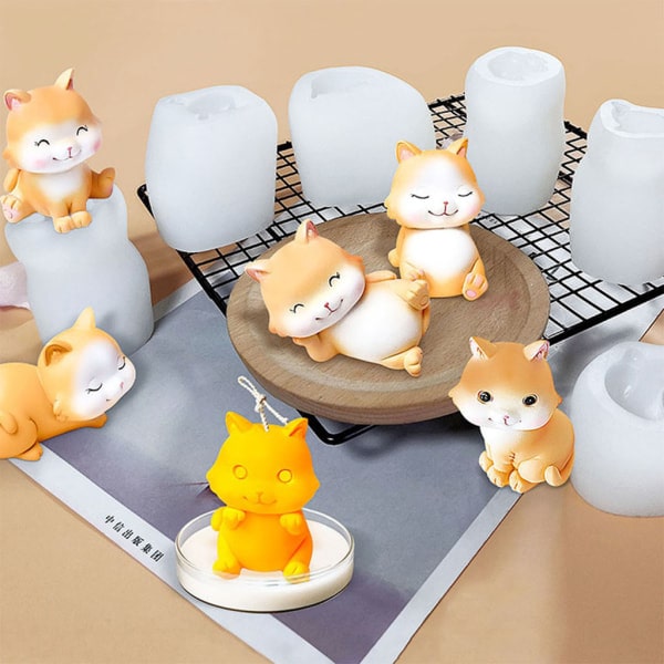 til katteform fondantformar forme DIY lys epoxiharpiks kagedekoration silikone null - 5
