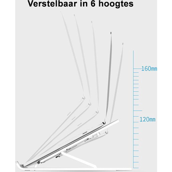 Justerbart laptopstativ - 6-läges justerbart - Silver