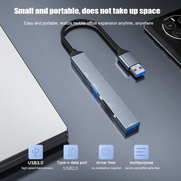 USB Type-C Hub Adapter 1 Til 5 USB C Dockningsstation Otg Splitte