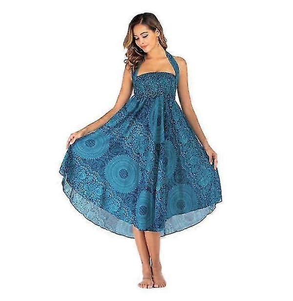 Pitkä boheemi mustalais-boho-hippihame naisille blue