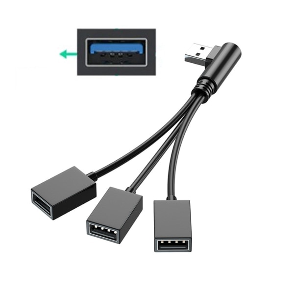 USB Splitter Hub til mobil strøm, bil, computer USB han til hun opladerkabel Datakabel forlængeradapter null - Venstre bøjning
