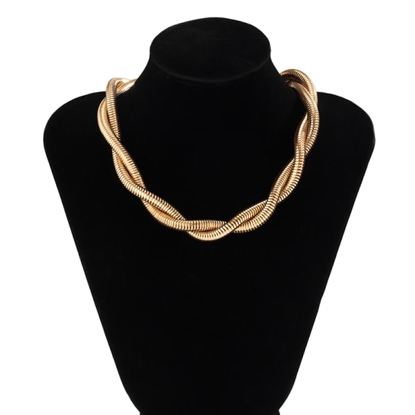 Punk Twisted Rope Chain Halsband naiselle Cuban Chunky Chain Gold