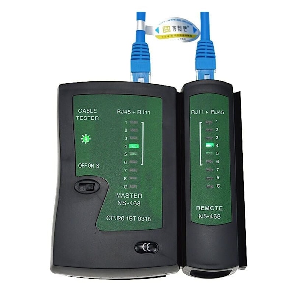 1 stk. Svart Nettverkskabeltester RJ11 RJ12 RJ45 Nettverkskabeltester ISDN Patch Kabeltester