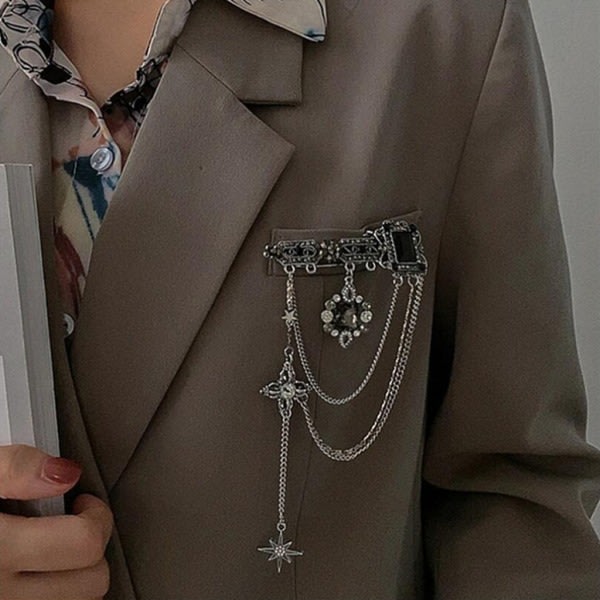 Vintage-tyylinen Neulehuivi-Solki Brooši Pin Tähti-Riipus Rintamerkin Pin Y2K Korut Tytöille