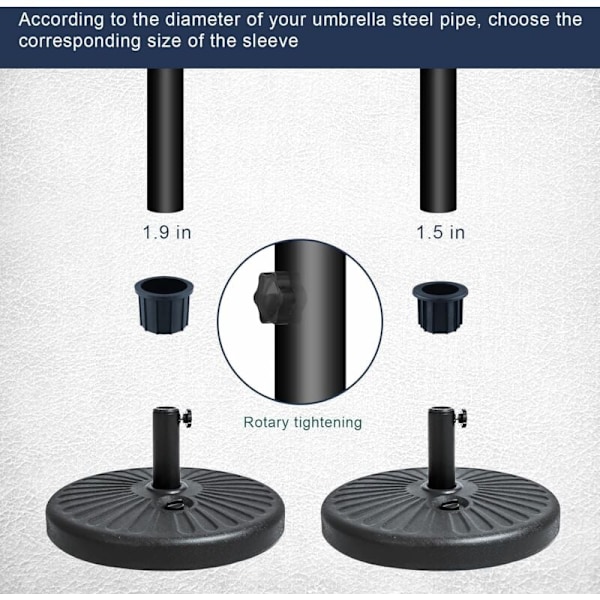 2-pack (6 st) Tillbehör för Parasollfot för Balkong, 4 Hålringar & 2 Handskruvar, Svart