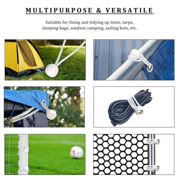 Teltbannere 50 stk Bungee-snører med kuler Elastiske knytband Bungee Toggles Slipser For Markiser flaggstang hvit