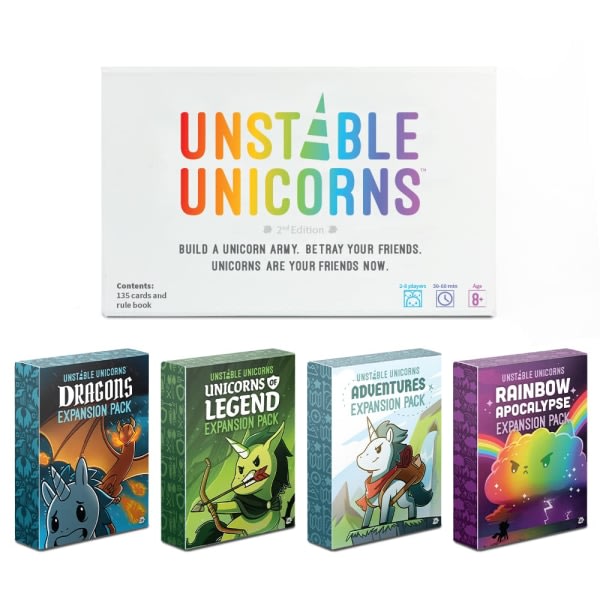 Instable Unicorns Card Game - Et strategisk kortspil og sällskabsspil for voksne og tonåringer aduentures udvidelsespakke aduentures expansion pack