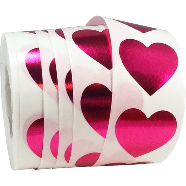 Metallic Roses Heart Stickers, 25 mm 1 tums glänsande alla hjärtans dag