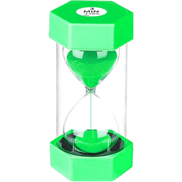 SuLiao Timeglas 3 minutter grøn, æggeur, farverigt timeglas, timeglas sandtimer til børns skole, børns tandbørstning, børnehave, kontor 10min