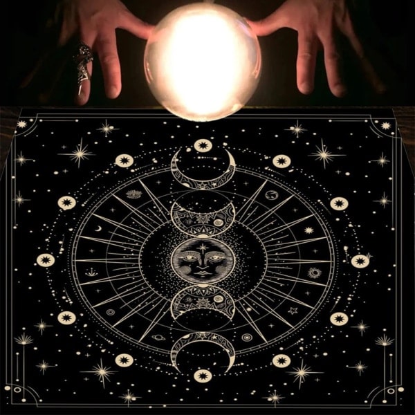 Tarot Bordsduk Rune Divinasjon Deksel Astrologi Orakler Brettspill Matte Firkant Form Pendel Alter Bordsduk 75x75cm