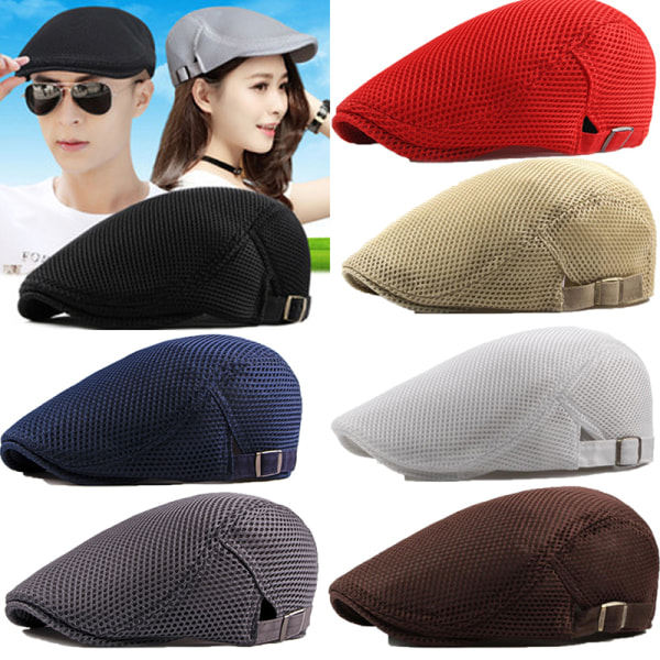 1:a Mäns Casual Hat Basker Kepsar Cabbie Flat Cap Andas Mes Brown
