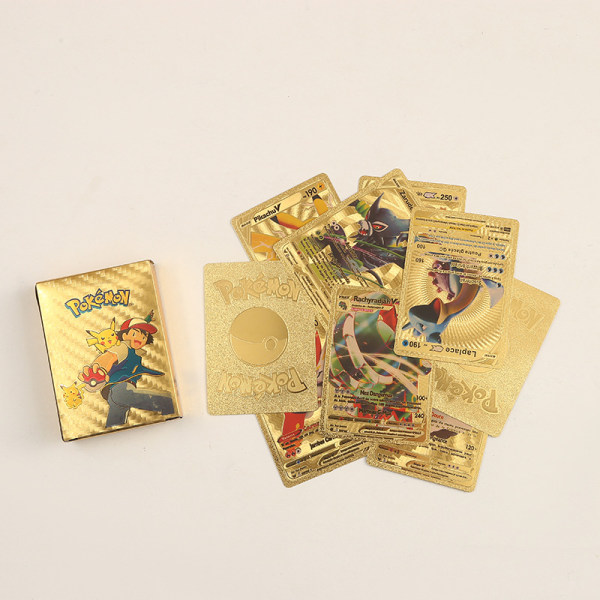 55 st Nya kort Metallic Guld Silver Vmax GX Card Box Rare Collection Battle Trainer Cards för fans Gold French