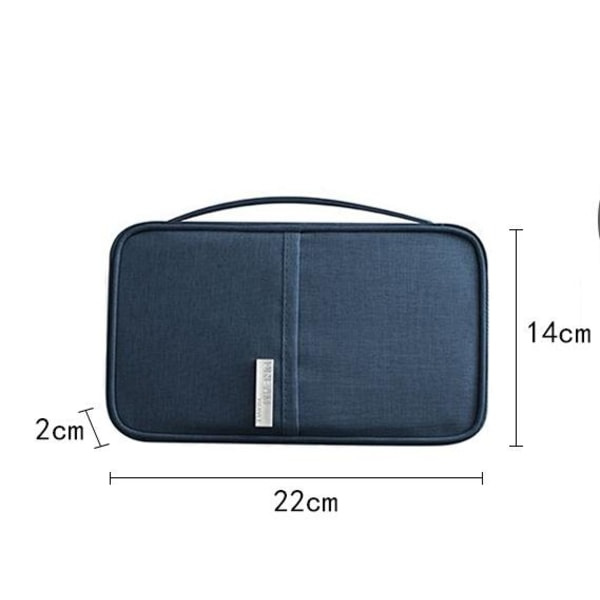 Suuri kapasiteetti ja monitoiminen matkustuslompakko/passipidike navy blue