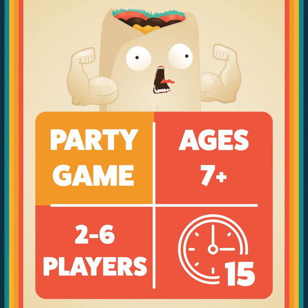 Exploding Kittens Throw Throw Burrito -korttipeli aikuisille, teini-ikäisille ja lapsille, väistöpallokorttipeli, englanninkielinen
