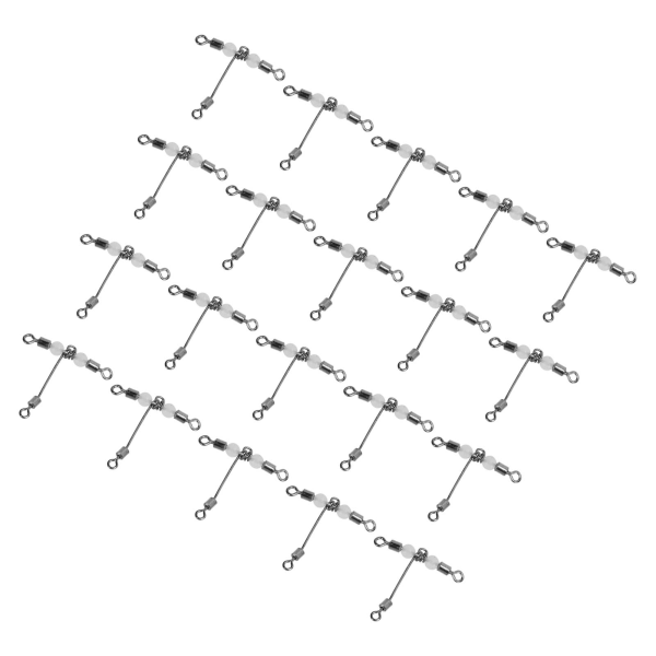 20 stk T-formet Lysende Fiske-Swivel 3-vejs Connector Krydslinje Rullende Swivel med Perler 4x5 #