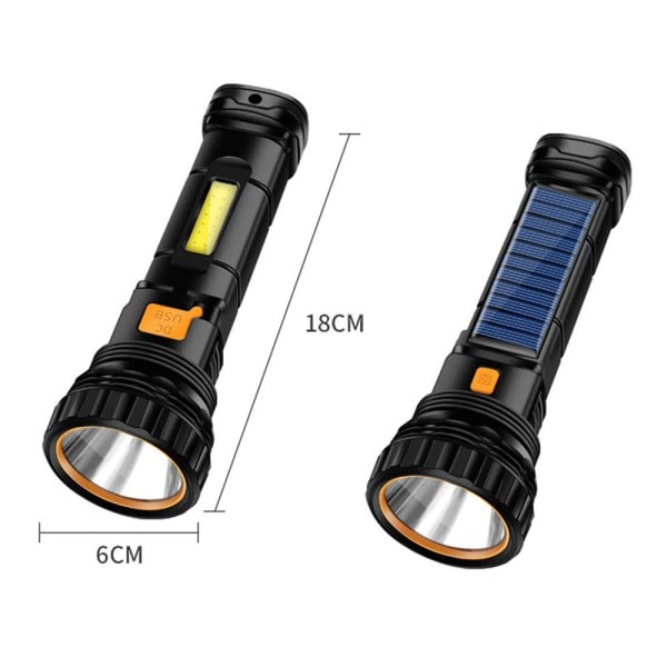 LED Solar Glare Ficklampa Uppladdningsbar Ultraljusstark