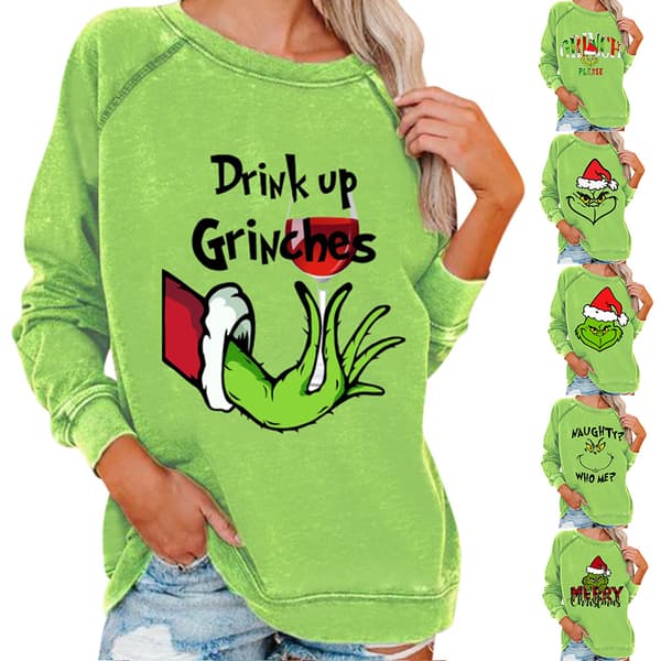 Juletrøje til kvinder Grinch Vinter Langærmet Trøje BB B 3XL