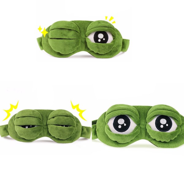 2st Groda Sad frog 3D Eye Mask Cover Sova Roligt Vila Sova Green 2st Green 2pcs