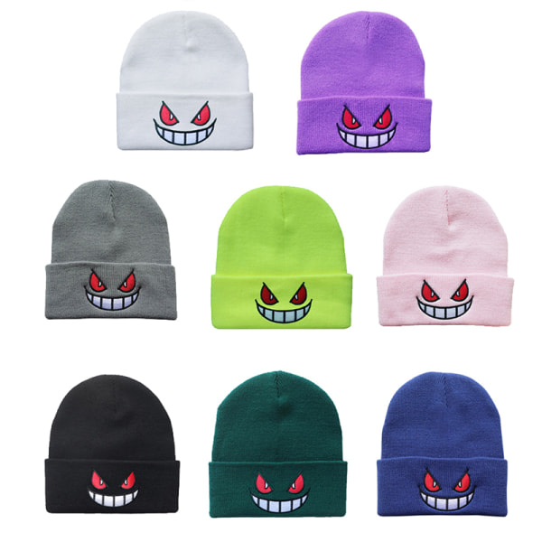 CDQ Beanie Neulottu cap Lämmin Slouchy Gengar Winter Cuff Thermal Purple