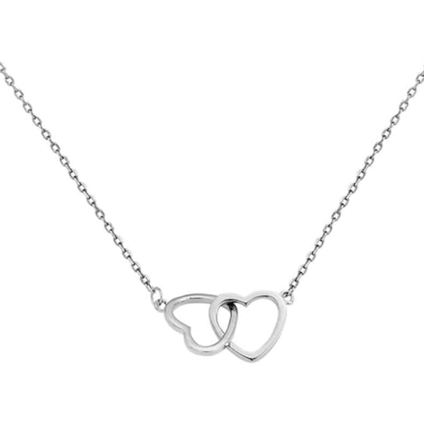 Interlock Heart Sterling Silver Pendant Halskjede, Dainty Infinity Eternity Love Choker Halskjede Søt Initial Heart Justerbar Kjede Smykker Gave