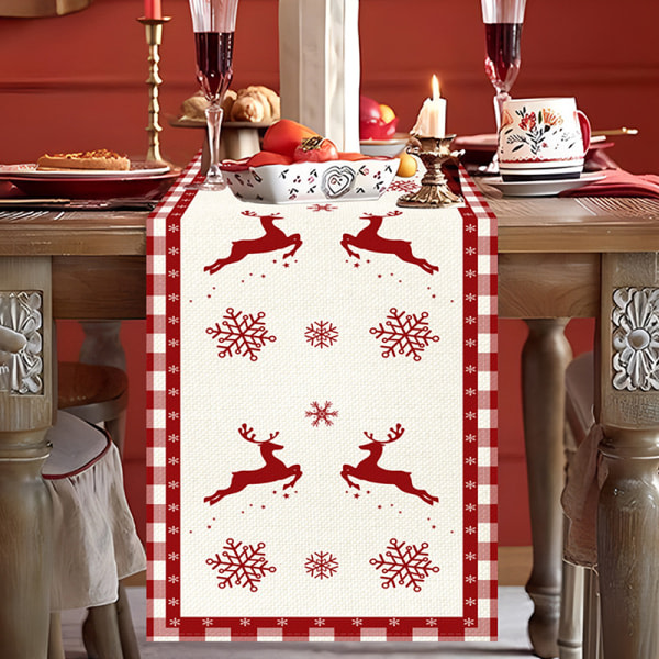 Jul Snefnug Linned Bordløber Dresser Skærfe Bord stil 1 One Size style 1 One Size