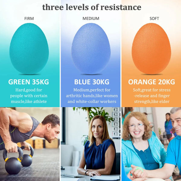 5st Handterapi Fingerträning Greppboll Äggform Styrketränare Squeeze Stress Relief