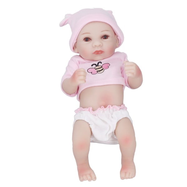 Simulert baby jente dukke myk silikon Flott håndfølelse Vanntett Perfekt gave Hjemmeleker Dukke 28 cm Øyne Åpningstype
