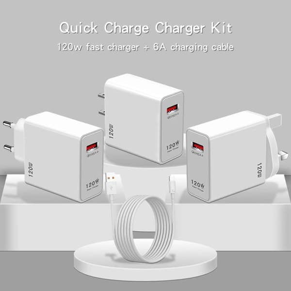 120W Snabbladdning USB-laddare Vit EU