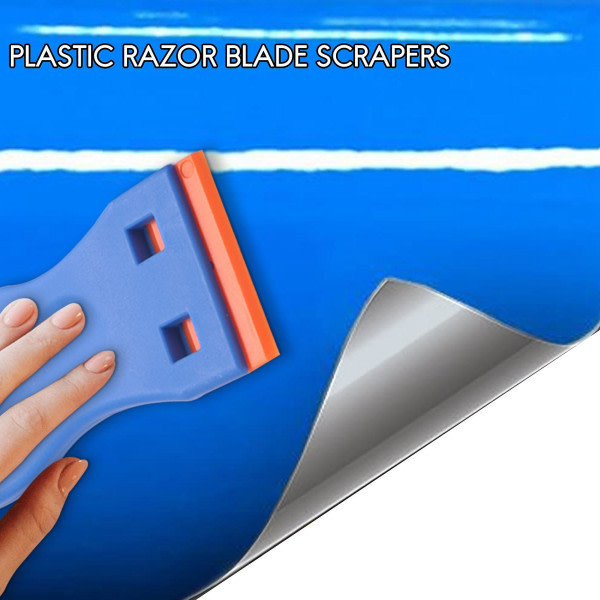 3 st rakbladsskrapor i plast & 100 st 1,5 tum dubbelkantiga rakblad i plast för automatisk vind