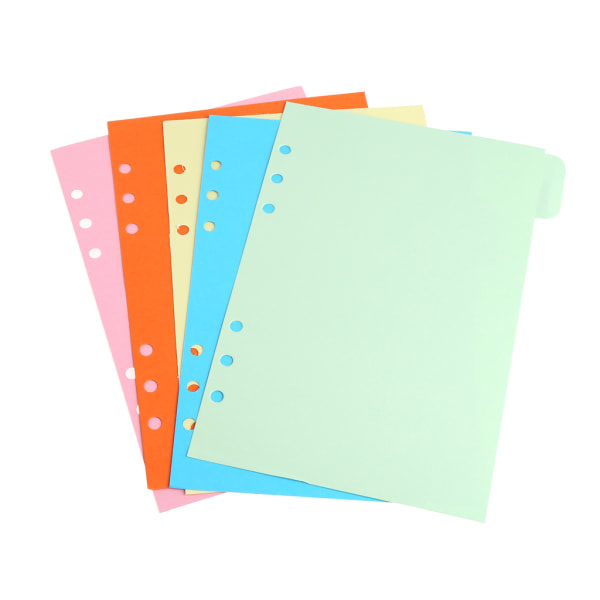 5 påfyllningar 6 hål blankt färgglatt papper för A5 A6 lösbladspärm anteckningsbok null - A6