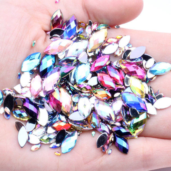 200 kpl Akryyliset silmämuodot Kristallihelmet Liimaa timanttikivi Fla Monivärinen 5x10mm