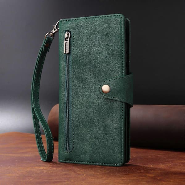 Compatible with iPhone 17 Pro Max Magnetic Leather Wallet Card Holder Green