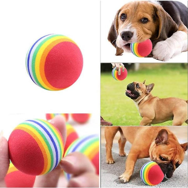 5 stycken husdjur regnbåge boll svamp boll mjuk skum interaktiv husdjur leksak, katt leksak boll