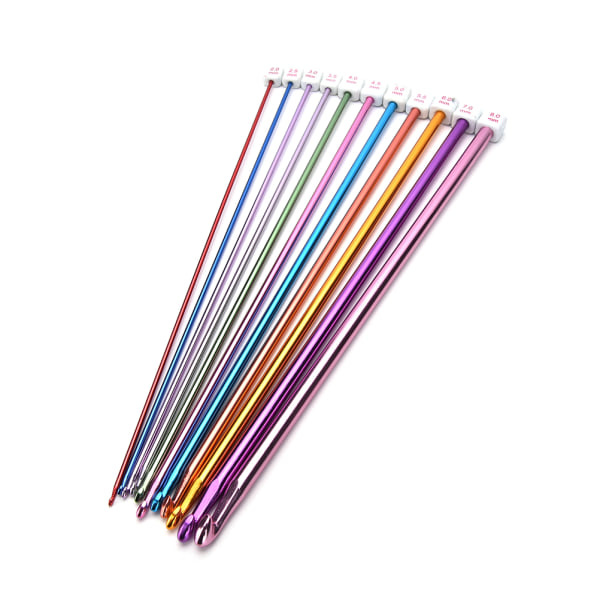 11 kpl 10,6\" monivärinen alumiini TUNISISK / AFGHANISK virkkuukoukku