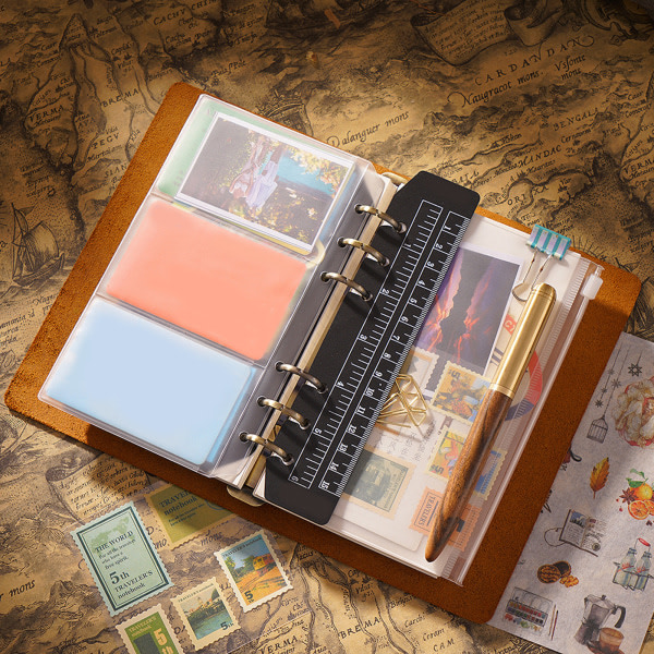 Læder Binder Notesbog A5/A6/A7 Budget Binder Planner Til Kvinder Mænd Journaling Sort - A5