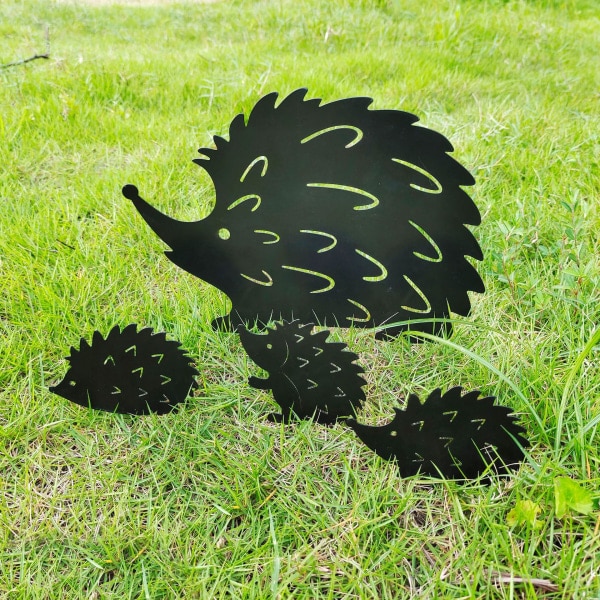 (4 stycken) Metall utomhusträdgårdsdekor, Hedgehog Yard Art Garden