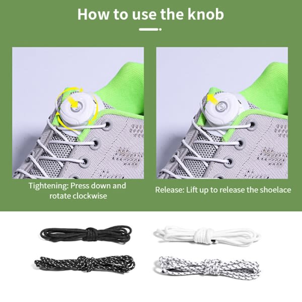 1 Par Sneakersko Snørebånd Elastisk No Tie Snørebånd Stretching Lo A A