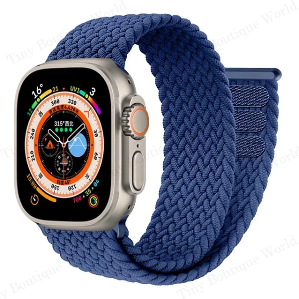 Flettet Solo Loop for Apple Watch Ultra band 49mm 45mm 41mm 44mm 40mm 42mm rem armbånd iWatch serie 9 7 SE 8 6 5 4 3 band AbyssU AbyssU 42-44-45-49mm-S