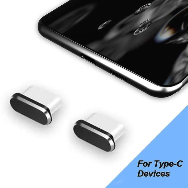 2-pak Type-C støvpropper, USB C-port støvpropper, støvbeskyttelse til Type-C-enheder som Samsung/macbook/vivox5pro/iphone/ Micro USB/Android Mo
