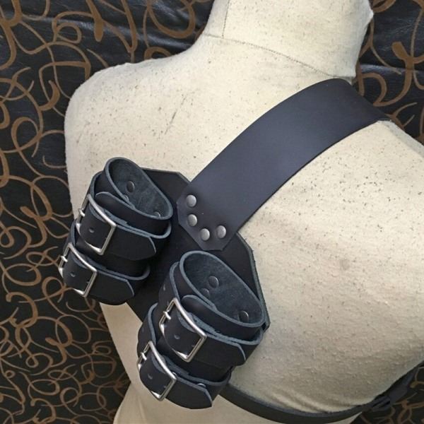 Medeltida Trollkarl Dubbel Rygg Skida Svärd Scimitar Stativ Viking Pirat Krigare Holster Cosplay Brun