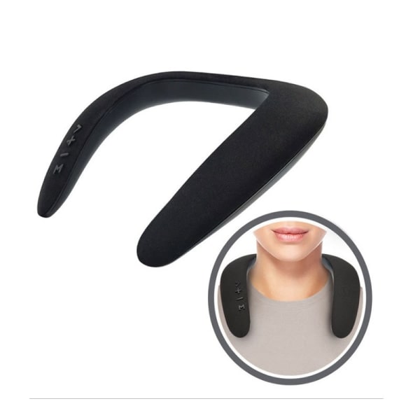 Bärbar Bluetooth-högtalare för nackband, kreativ nackhängande högtalare, nackhängande mikrofon svart