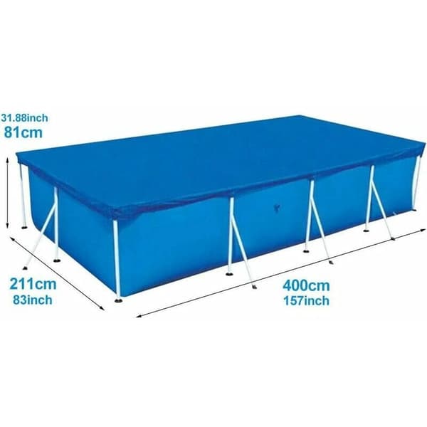 Skyddande överdrag för rektangulär rörformig pool, rektangulärt poolskydd, regnskydd - Blå (400X210CM)
