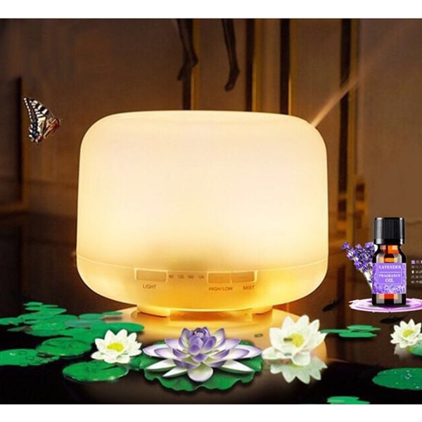 500ml USB luftfukter Aroma Diffuser Husholdning Stor Kapasitet Fuktighetsgivende Fargerik Nattlampe Brød Aroma Diffuse 4-Warm LightPlug