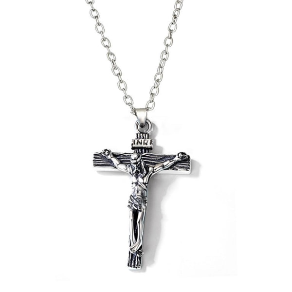 Män Kvinnor Kristen Jesus för kors Halsband med kedja Metalllegering Kristus krucifix hänge Religiös bön Jul smycken gåvor