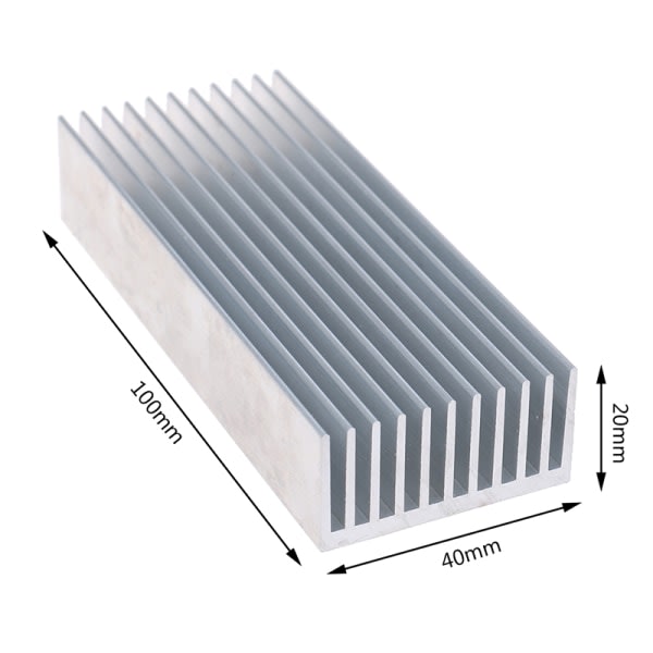 Ekstruderet aluminium køleplade til High Power LED IC Chip Cooler Ra Silver 100×40×20m Silver 100×40×20m