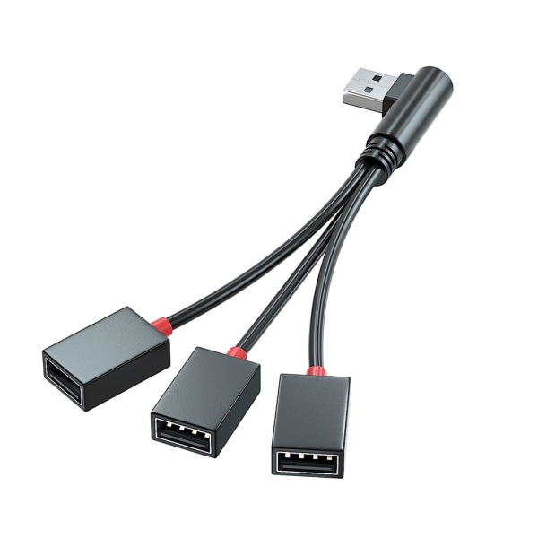 USB 2.0 -sovitin 1-3 USB-jakaja USB-jatkojohto USB-moniliitäntä lataukseen kannettavalle tietokoneelle/Macille null - Vasen taivutus