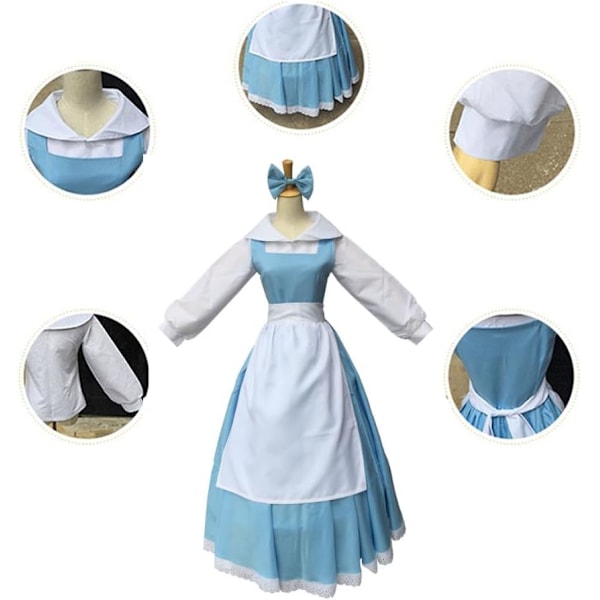 Naisten esiliina palvelijapuku cosplay-asu halloween cosplay-asut BLUE XXL