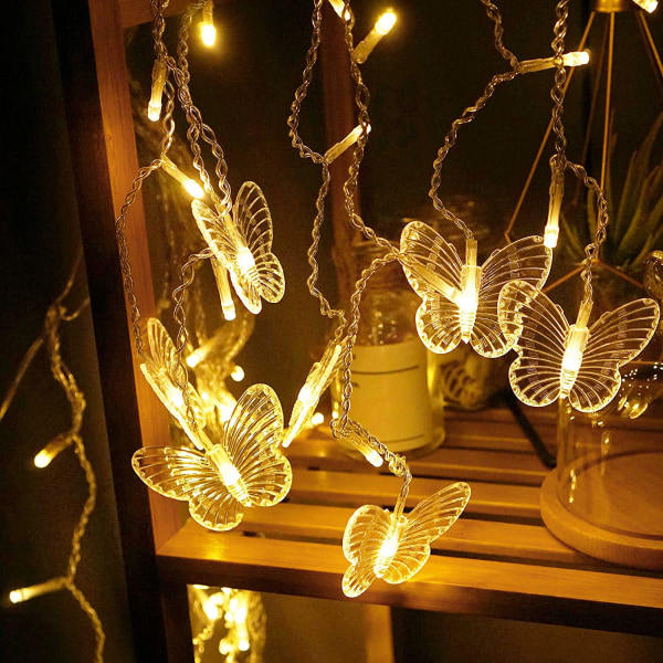 Fjärilsljus, 8 lägen, 48 LED-blinkande ljusslingor, USB po